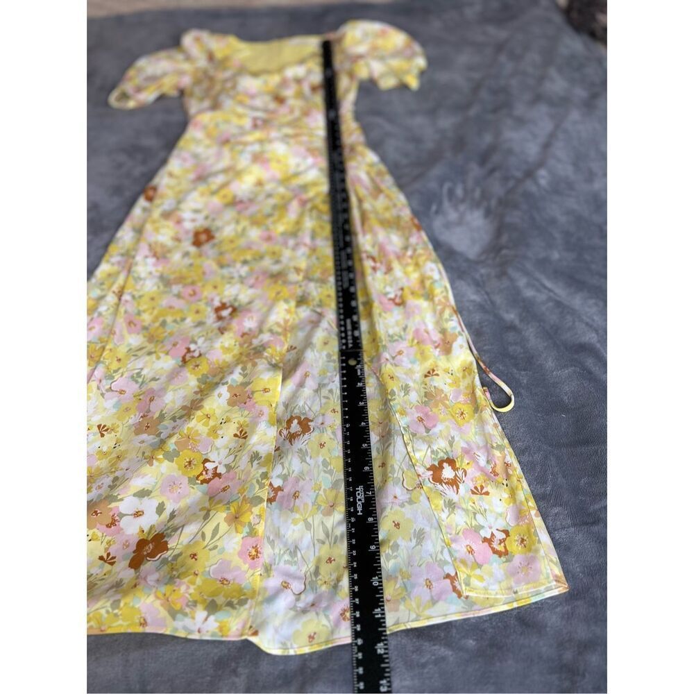 ASTR The Label Midi Dress Womens Small Yellow Rust Martina Floral Ruched NWT - Picture 10 of 14